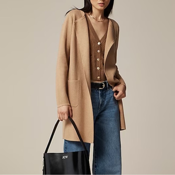 J. Crew brown juliette collarless sweater blazer M NWT - Picture 1 of 8